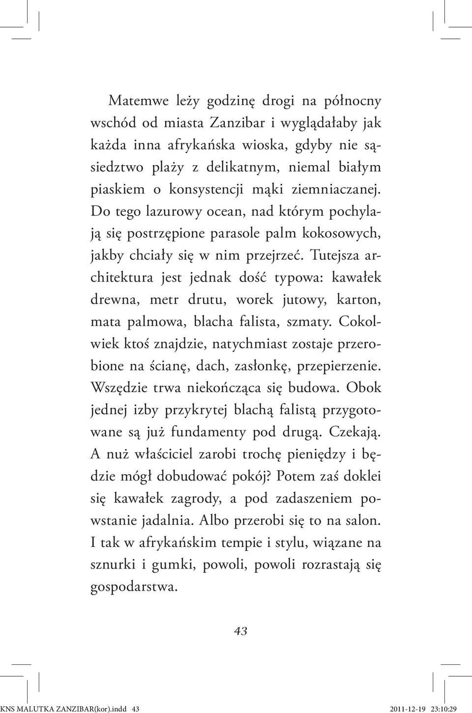 Tutejsza architektura jest jednak dość typowa: kawałek drewna, metr drutu, worek jutowy, karton, mata palmowa, blacha falista, szmaty.