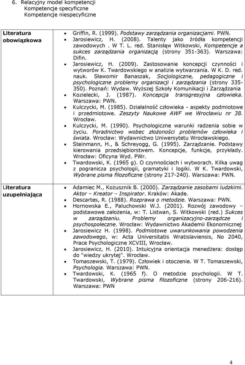 Zastosowanie koncepcji czynności i wytworów K. Twardowskiego w analizie wytwarzania. W K. D. red. nauk.