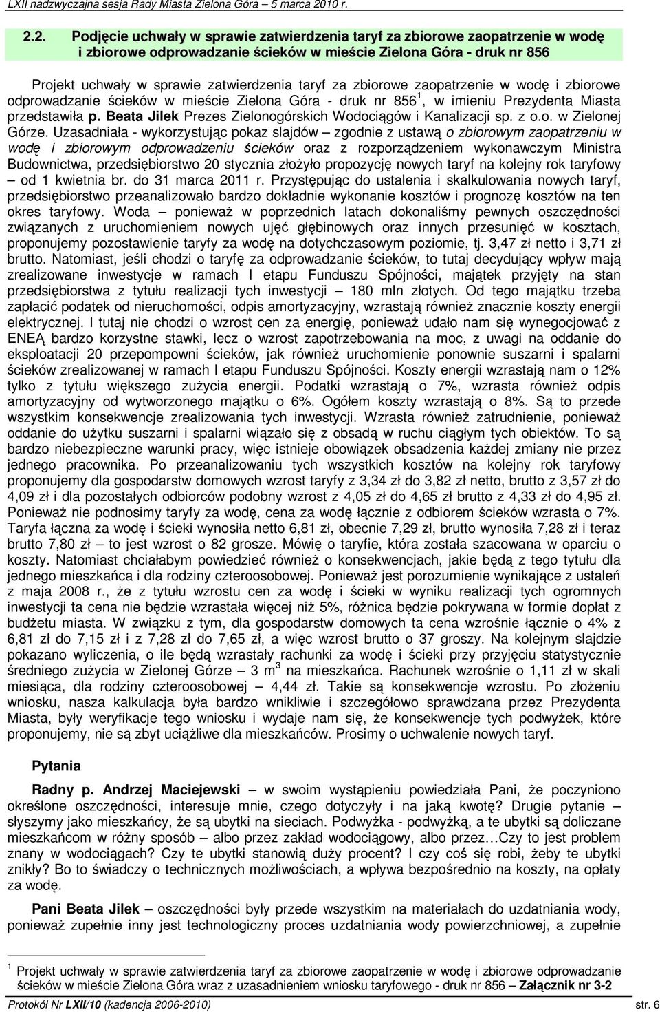 Beata Jilek Prezes Zielonogórskich Wodocigów i Kanalizacji sp. z o.o. w Zielonej Górze.