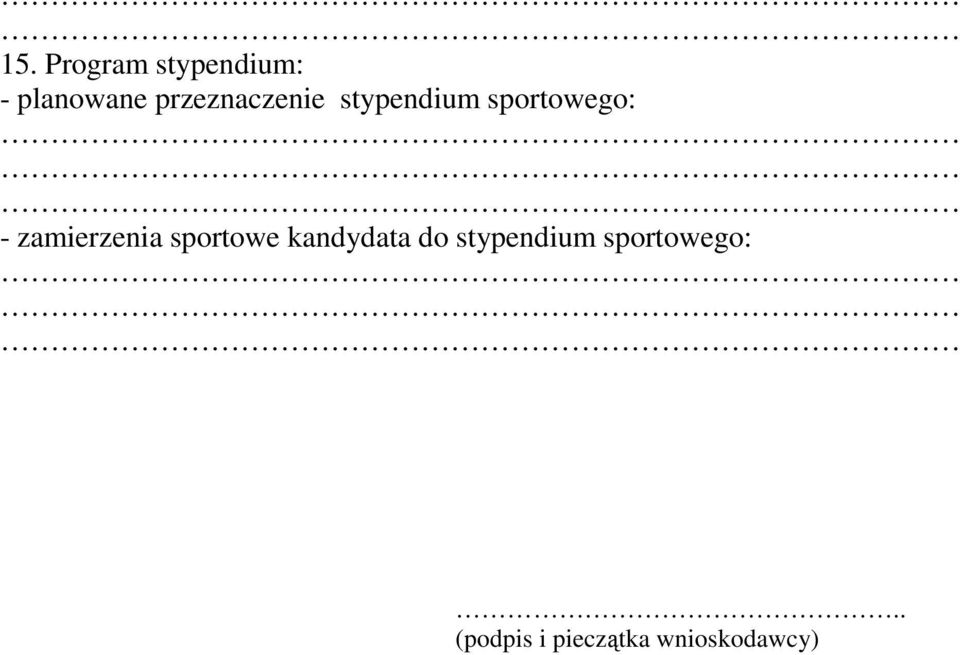 zamierzenia sportowe kandydata do