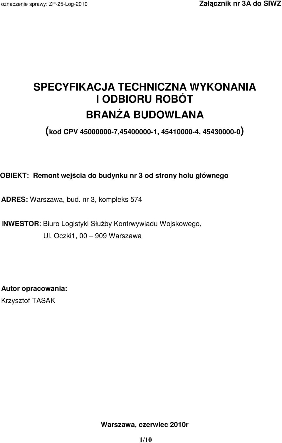 strony holu głównego ADRES: Warszawa, bud.