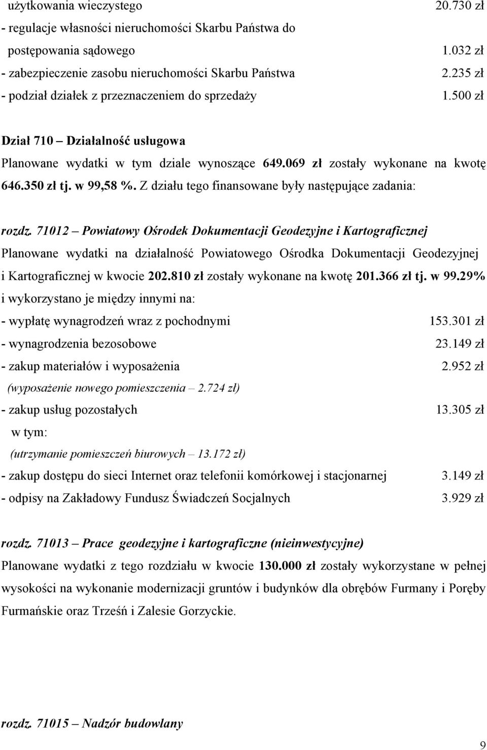 Z działu tego finansowane były następujące zadania: rozdz.