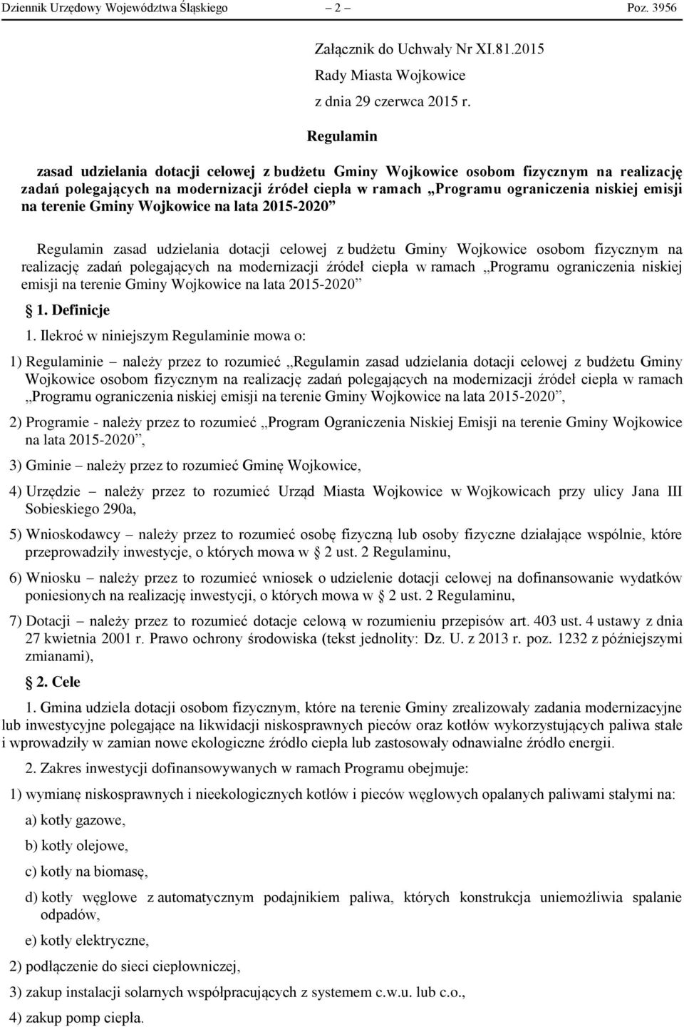 terenie Gminy Wojkowice na lata 2015-2020  terenie Gminy Wojkowice na lata 2015-2020 1. Definicje 1.