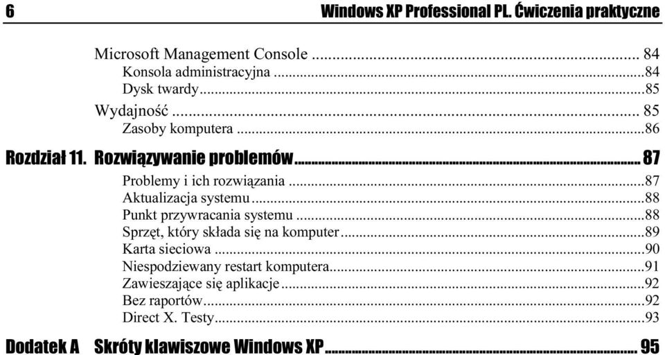 ..e...e...8 8 Punkt przywracania systemu...e...88 Sprzęt, który składa się na komputer...e...89 Karta sieciowa...e...e......90 Niespodziewany restart komputera.