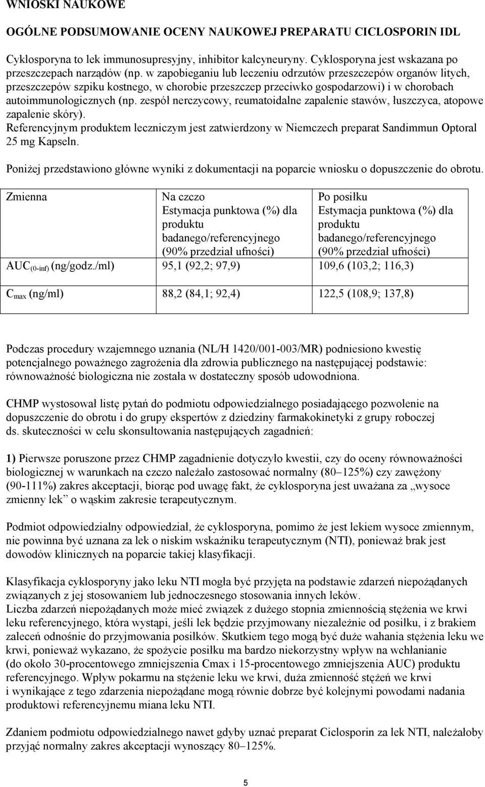 zespół nerczycowy, reumatoidalne zapalenie stawów, łuszczyca, atopowe zapalenie skóry). Referencyjnym produktem leczniczym jest zatwierdzony w Niemczech preparat Sandimmun Optoral 25 mg Kapseln.