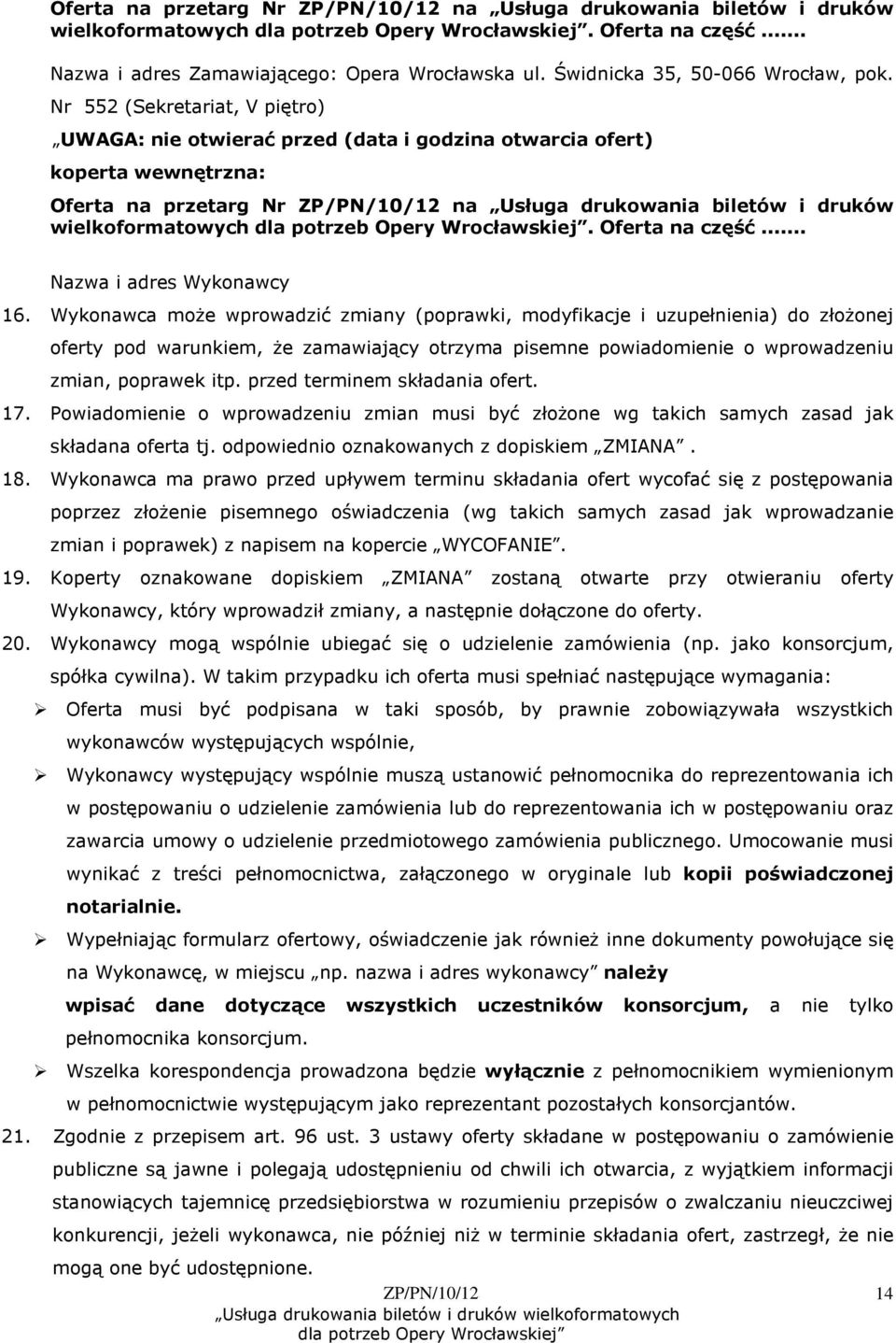 Oferta na część... Nazwa i adres Wykonawcy 16.
