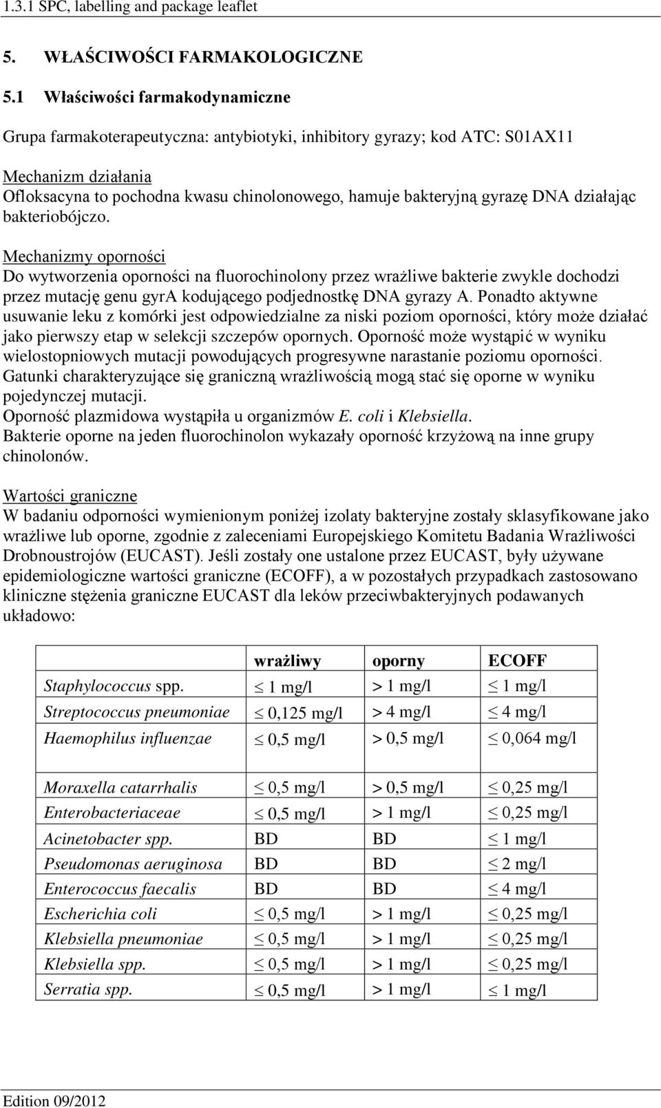 DNA działając bakteriobójczo. Mechanizmy oporności Do wytworzenia oporności na fluorochinolony przez wrażliwe bakterie zwykle dochodzi przez mutację genu gyra kodującego podjednostkę DNA gyrazy A.