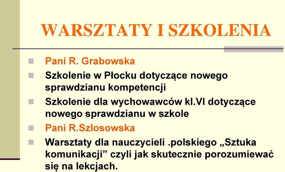 Szkolenie dla wychowawców kl.