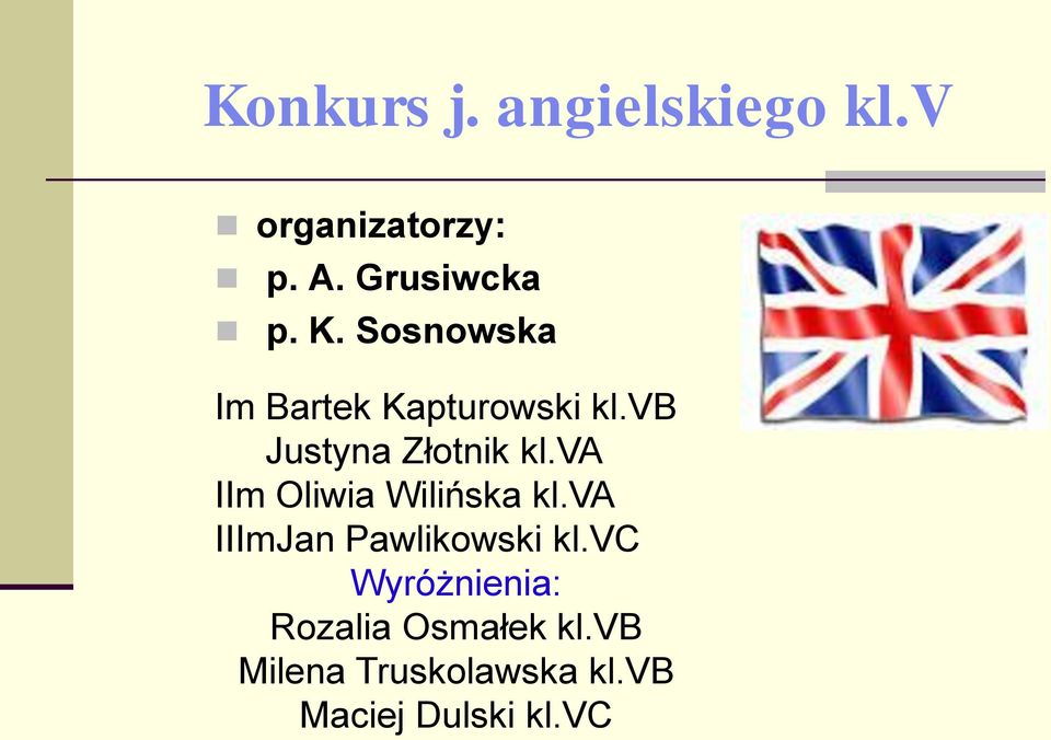 va IIm Oliwia Wilińska kl.va IIImJan Pawlikowski kl.