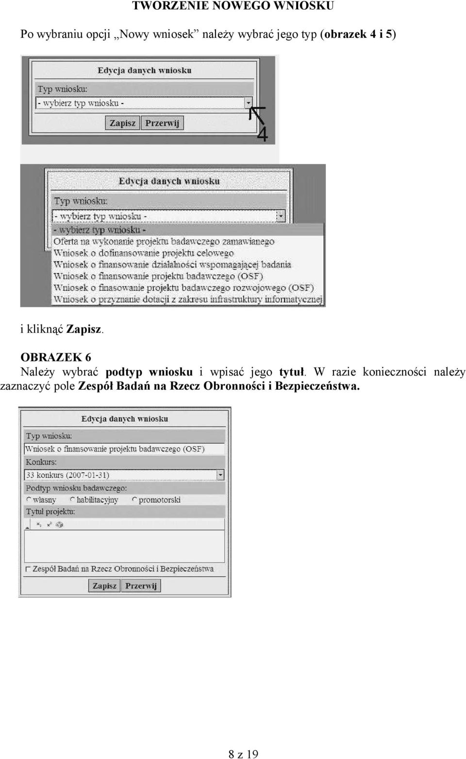 OBRAZEK 6 Należy wybrać podtyp wniosku i wpisać jego tytuł.