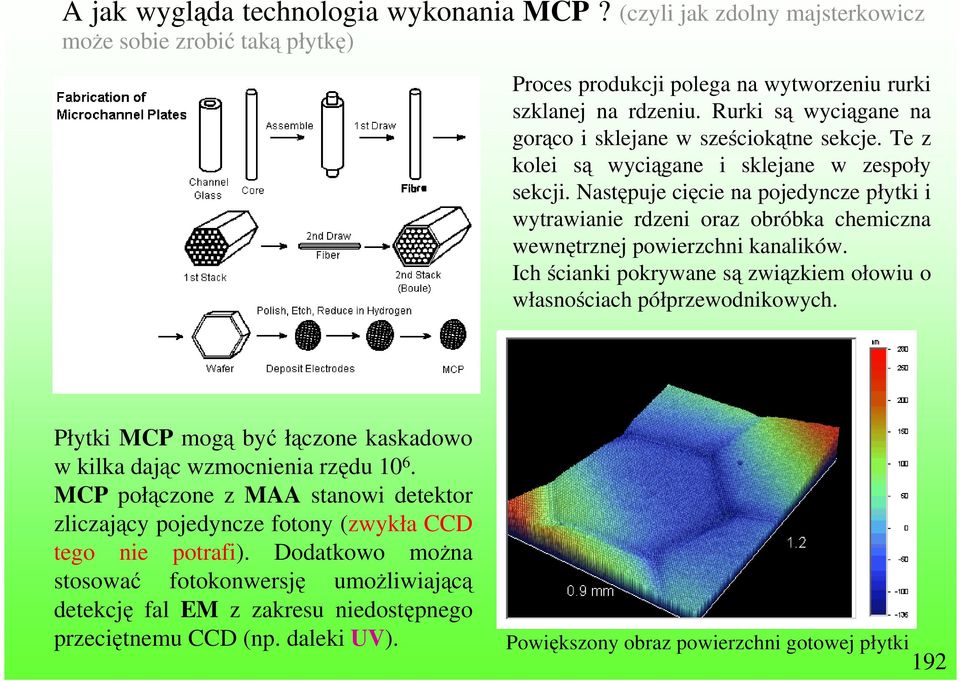 Następuje cięcie na pojedyncze płytki i wytrawianie rdzeni oraz obróbka chemiczna wewnętrznej powierzchni kanalików. Ich ścianki pokrywane są związkiem ołowiu o własnościach półprzewodnikowych.