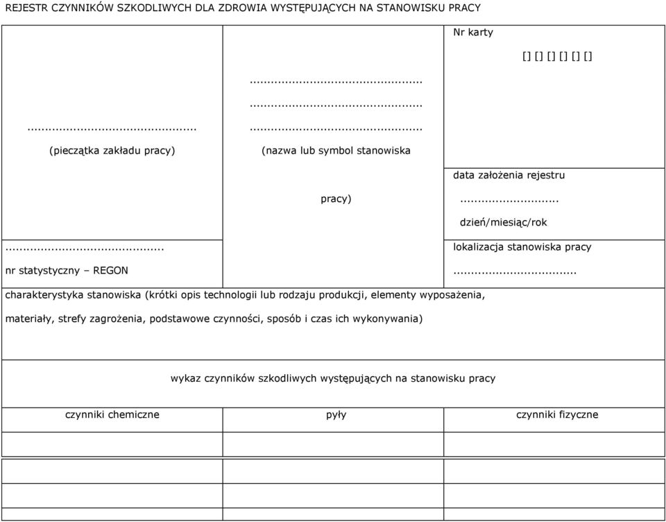 .. lokalizacja stanowiska pracy nr statystyczny REGON.