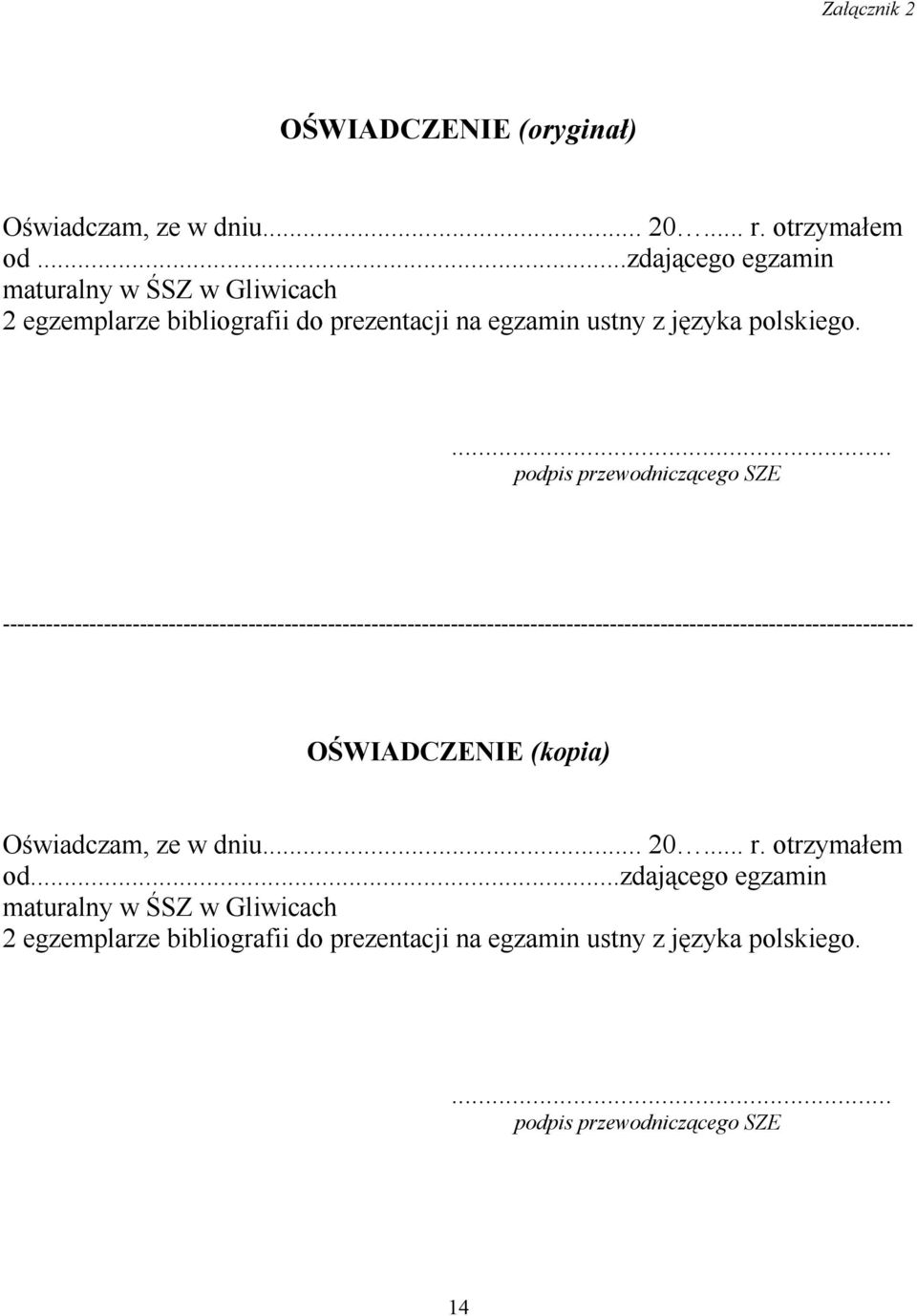 ... podpis przewodniczącego SZE
