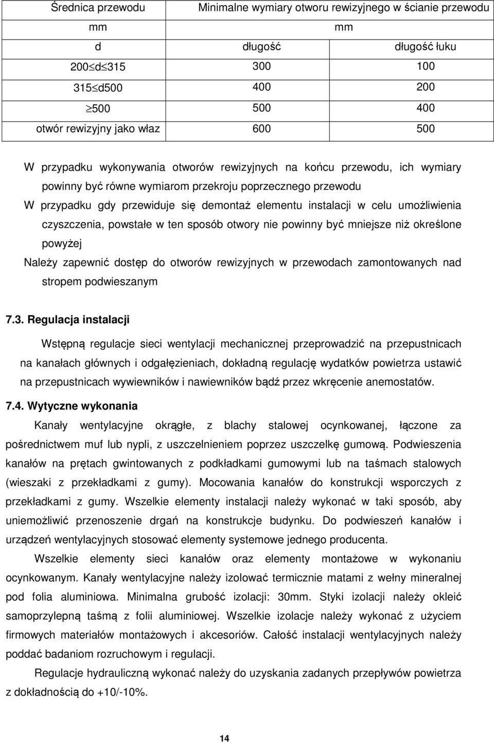 umożliwienia czyszczenia, powstałe w ten sposób otwory nie powinny być mniejsze niż określone powyżej Należy zapewnić dostęp do otworów rewizyjnych w przewodach zamontowanych nad stropem podwieszanym
