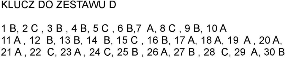 15 C, 16 B, 17 A, 18 A, 19 A, 20 A, 21 A, 22