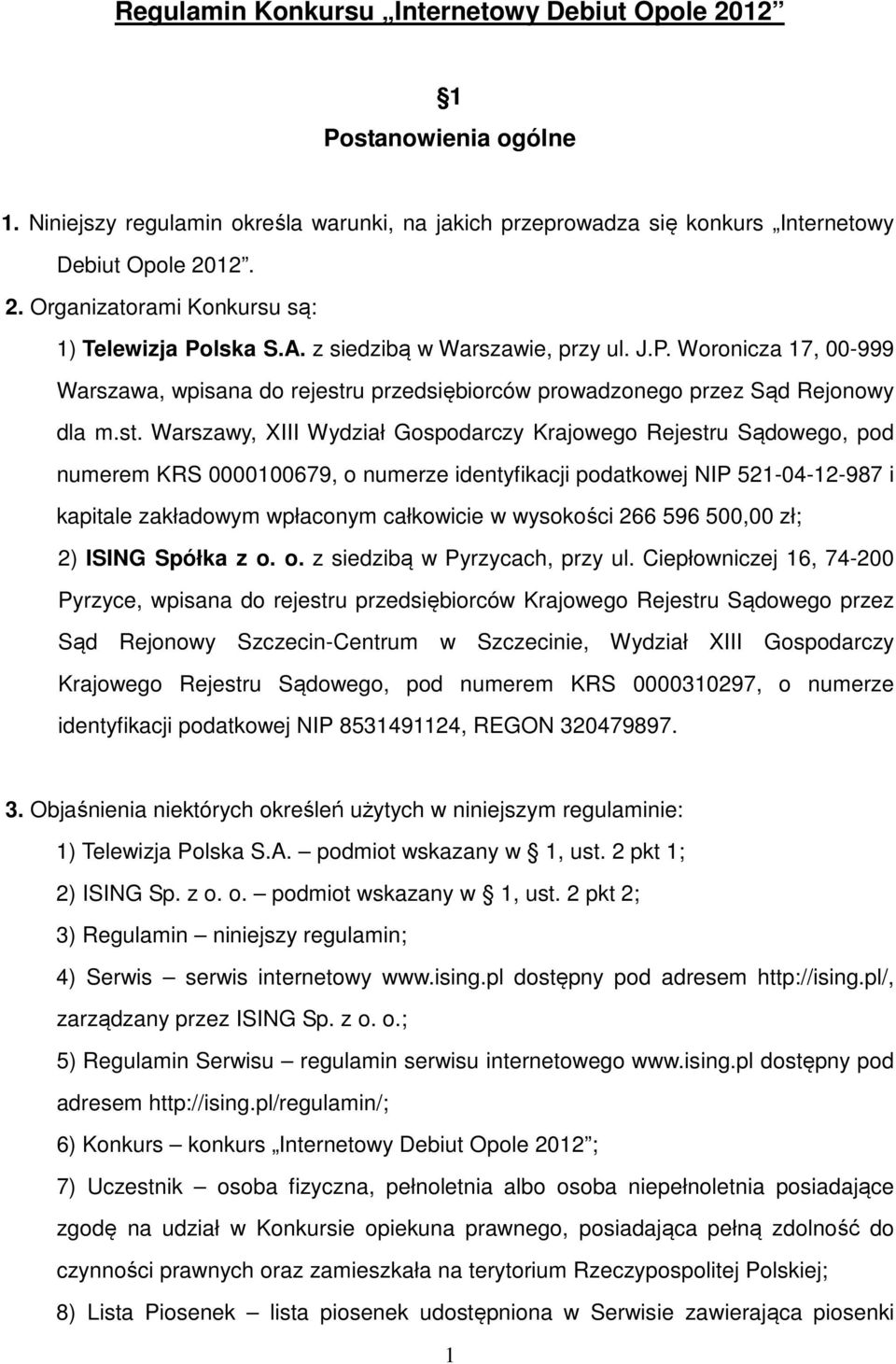 u przedsiębiorców prowadzonego przez Sąd Rejonowy dla m.st.