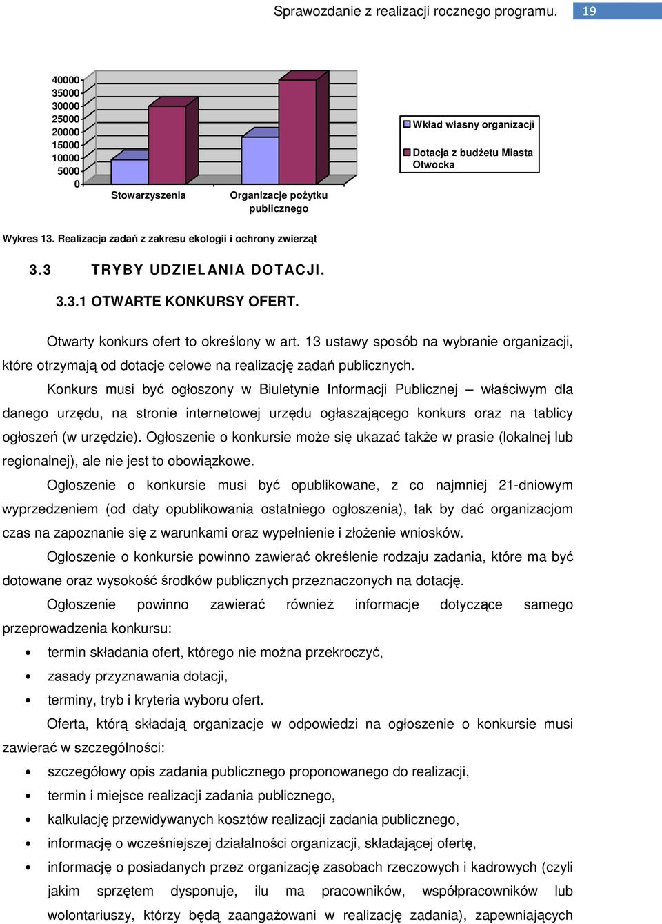 13 ustawy sposób na wybranie organizacji, które otrzymają od dotacje celowe na realizację zadań publicznych.