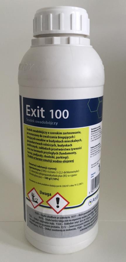 EXIT 100 - uniwersalny insektycyd do zwalczania szkodników biegających i latających Podmiotem odpowiedzialnym za produkt biobójczy EXIT