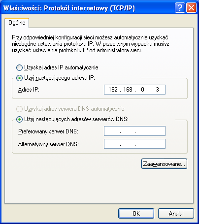 Część 3: Korzystanie z programu Konieczne jest również podanie w tej zakładce prawidłowego adresu internetowego, przypisanego do konfigurowanego połączenia.