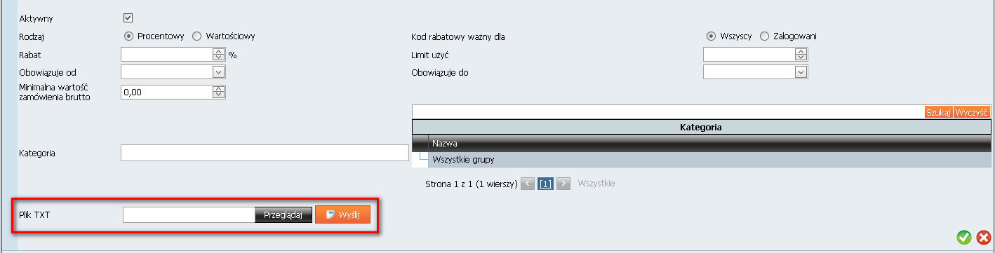 Po użyciu nowego przycisku otworzy się formularz umożliwiający dodanie nowego kuponu.