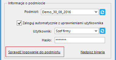 W sekcji Informacje o podmiocie z listy rozwijanej wybieramy podmiot, z którym będziemy chcieli pracować.