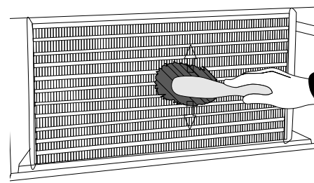 Rys.6 Czujnik temperatury wewnątrz szafy 1 Perforowana listwa stelaża 2 Czujnik temperatury Podczas eksploatacji urządzenia jak również podczas prac konserwatorskich należy uważać, aby nie uszkodzić