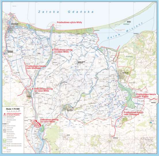 Zadania Projektu - RZGW w Gdańsku Przebudowa ujścia Wisły Odbudowa ostróg na rzece Wiśle Przebudowa koryta rzeki Motława