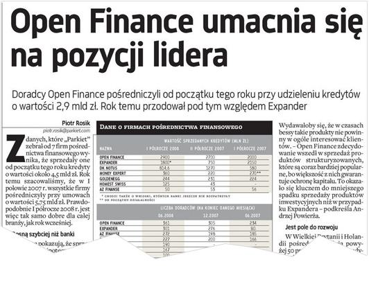Open Finance liderem Open Finance jest liderem wśród firm doradztwa finansowego w Polsce.
