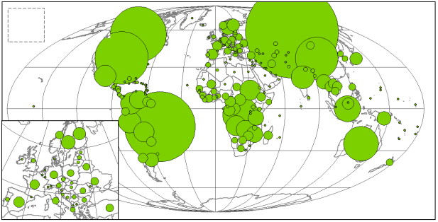 -1/5- Zadanie 6. Na mapach przedstawiono współczesne (około 211 r.) zróżnicowanie różnych zjawisk w państwach świata.