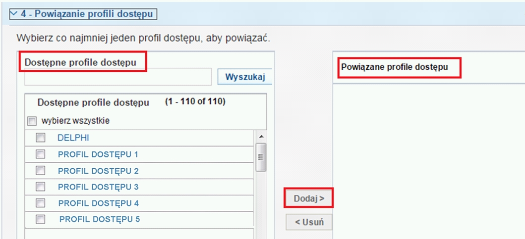 Z poziomu tworzenia użytkownika można jednocześnie nadać uprawnienia do płatności lub funkcji które użytkownik powinien posiadać względem rachunków.
