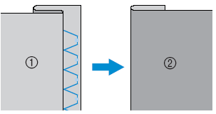 6. Wyreguluj szerokość ściegu tak, aby igła lekko złapała podwinięcie brzegu materiału. Jeśli igła nie obejmuje podwinięcia materiału W takim przypadku należy nacisnąć przycisk szerokości ściegu.