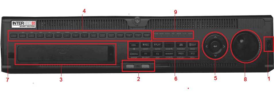 Panel oraz złącza Panel przedni 1 Przycisk uruchamiający 2 Interfejsy USB 3 Zaślepka opcjonalnej instalacji DVD-ROM 4 Klawisze alfa-numeryczne 5 Klawisze nawigacyjne 6