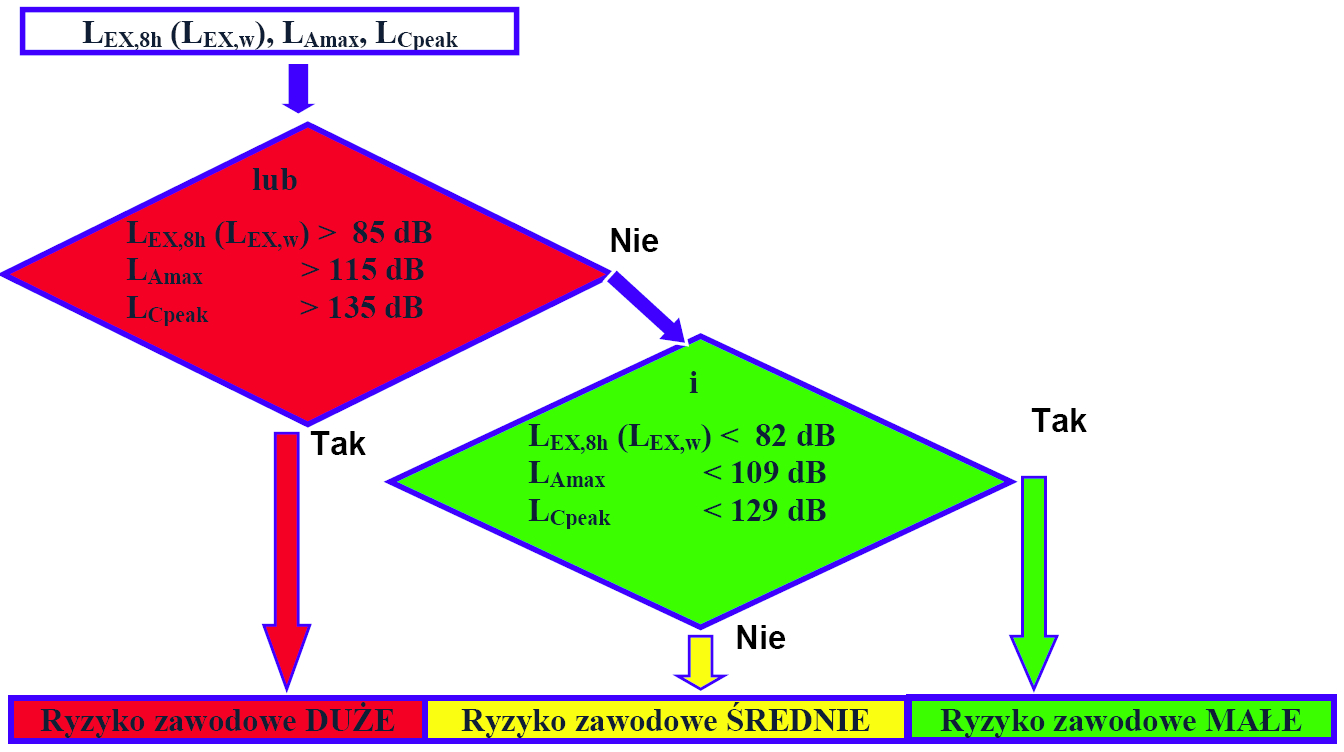 Wprowadzenie Określanie ryzyka zawodowego wynikającego z naraŝenia na hałas słyszalny (L EX,8h
