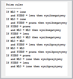 2.1.2. Budowa reguł decyzyjnych 2.1.1.2. Węzeł Prism rys.