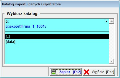 9 Wskazany folder nie moze byc pusty: 1.1.2 Eksport do wskazanego katalogu Po wskazaniu katalogu mozna wyeksportowac do niego dane i program Rejestrator. exe.