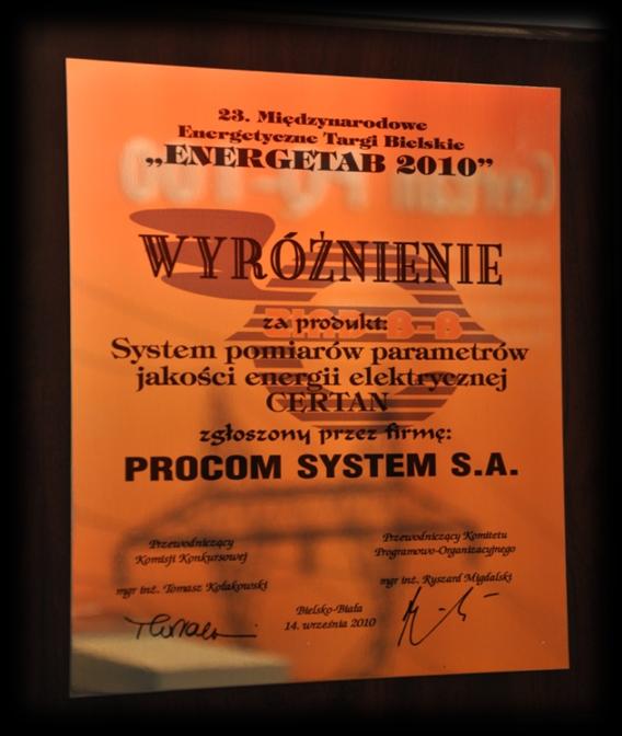 Nagrody i wyróżnienia PROCOM SYSTEM Godło Europejski Standard Laur