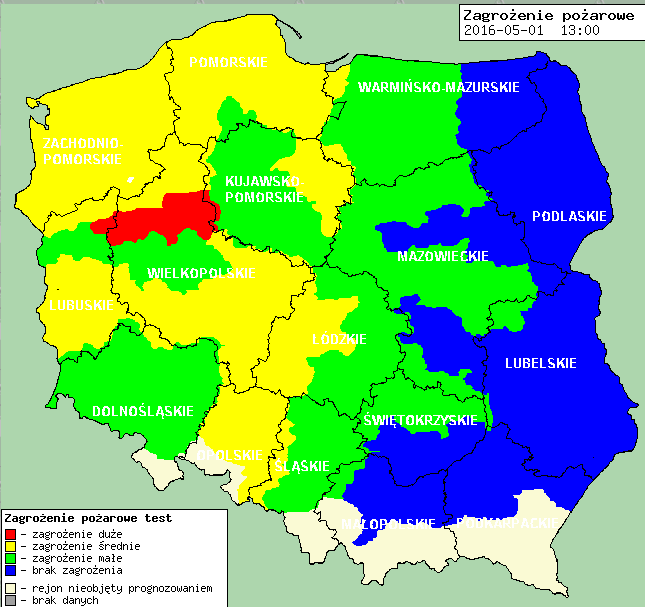 Zagrożenie pożarowe w lasach Ostrzeżenia hydro/meteo B R A K