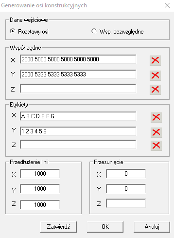 Przewodnik startowy - Virtual-Steel Strona 20 Dane współrzędnych mogą być także wprowadzone tak jak poniżej, co prowadzi do tego samego rezultatu: X 2000 5*5000 Y 2000 4*5333 Import i Eksport