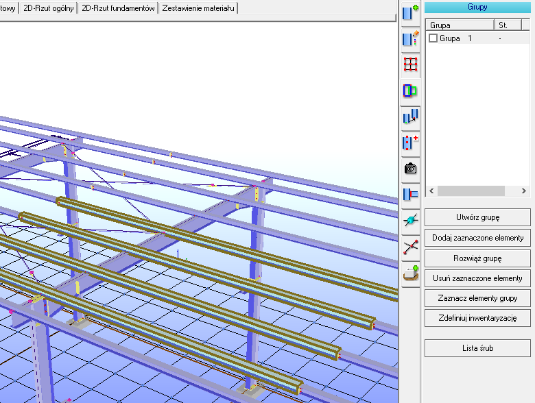 Przewodnik startowy Strona 21 na ikonę umieszczoną po lewej stronie nazwy grupy spowoduje, że na modelu znajdą się wyłącznie elementy należące do niej, a pozostałe staną się niewidoczne.