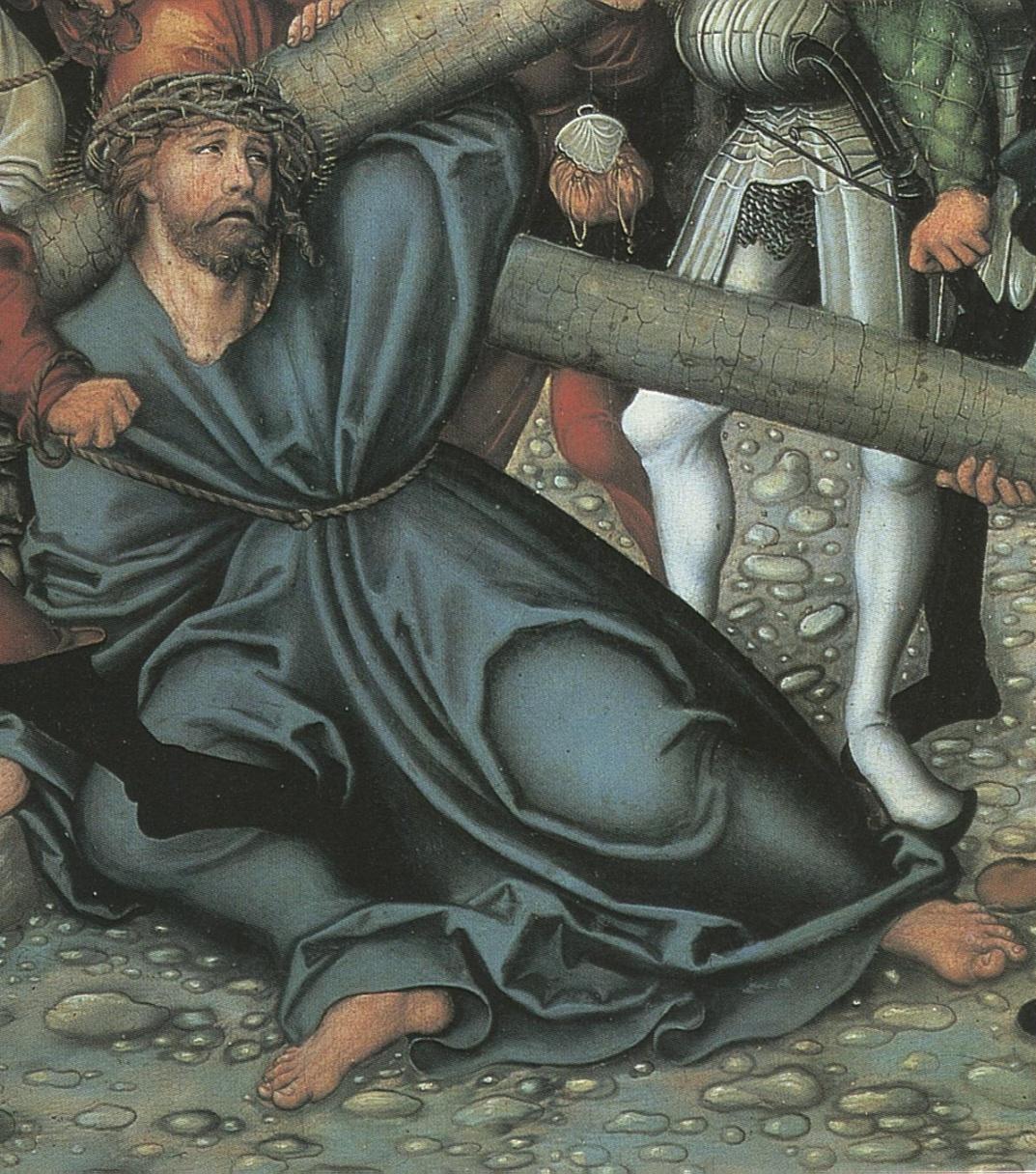 Lucas Cranach: Chrystus niosący Krzyż fragment (1538) Przytulić się do