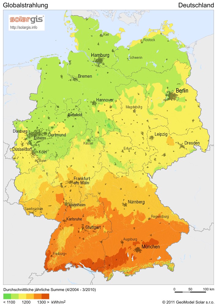 PV w Niemczech Zasoby słoneczne