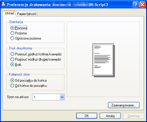 Sterownik i oprogramowanie Preferencje drukowania 3 Informacja Dostęp do okna dialogowego Preferencje drukowania można uzyskać klikając opcję Preferencje drukowania.