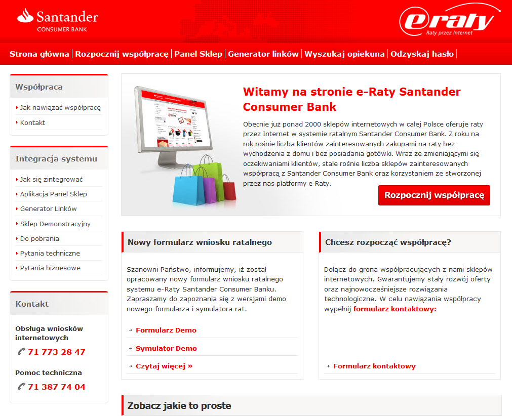 8.4. Logotyp Raty Santander Consumer Bank przykładowe realizacje strona internetowa strona 18 Przykładowe realizacje strona internetowa Z uwagi na konieczność zachowania spójności wszystkich