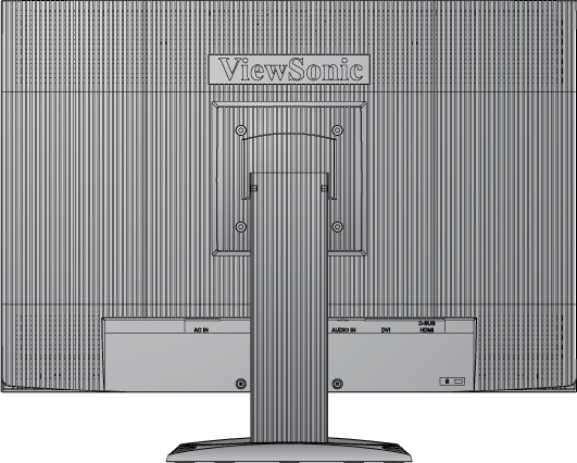 Przygotowanie do montażu na ścianie (Opcja) Do stosowania wyłącznie ze wspornikami do montażu ściennego z certyfikatem UL Zestaw do montażu na ścianie można zdobyć, kontaktując się z firmą ViewSonic