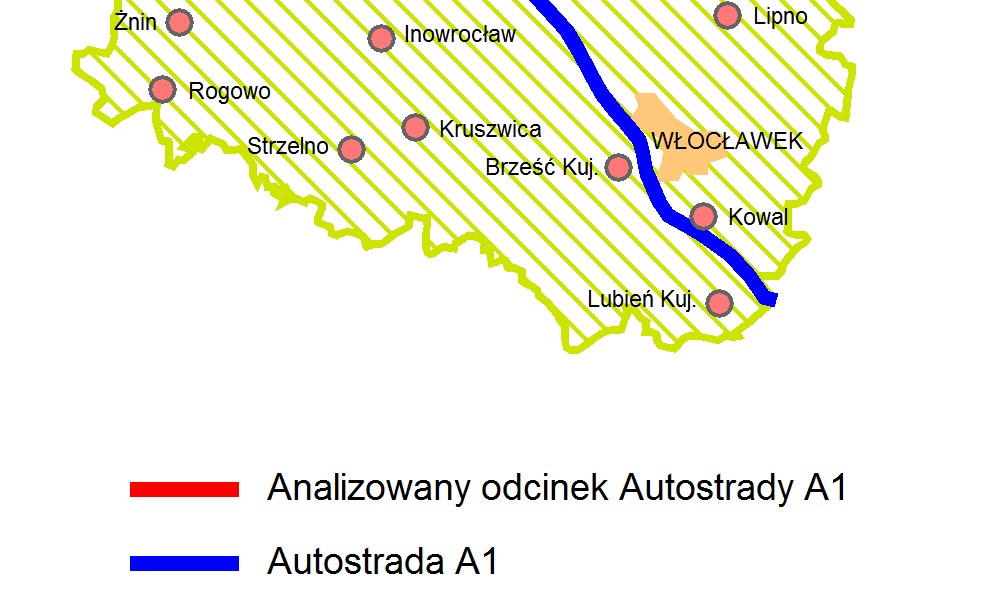 Dane dotyczące ludności zamieszkującej obszar w promieniu 1 km od osi autostrady zebrano w ramach
