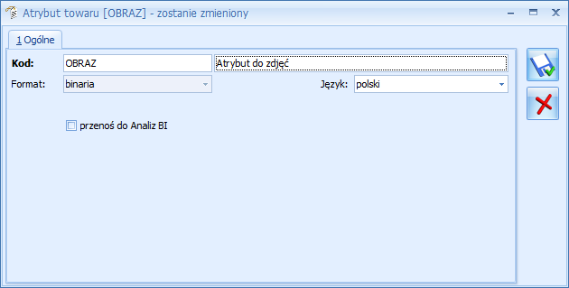 5. Dane w Comarch ERP Optima 5.1. Atrybuty wymagane do działania określonych funkcji 5.1.1. Zdjęcia Każdemu towarowi można przypisać zdjęcia, jednak by było to możliwe trzeba zdefiniować w OPTIMIE atrybut odpowiedzialny za dodawanie zdjęć.