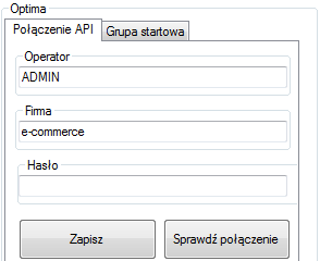 2.2. Nawiązanie połączenia z Comarch ERP Optima W następnym kroku konfiguracji należy nawiązać połączenie z Comarch ERP Optima.