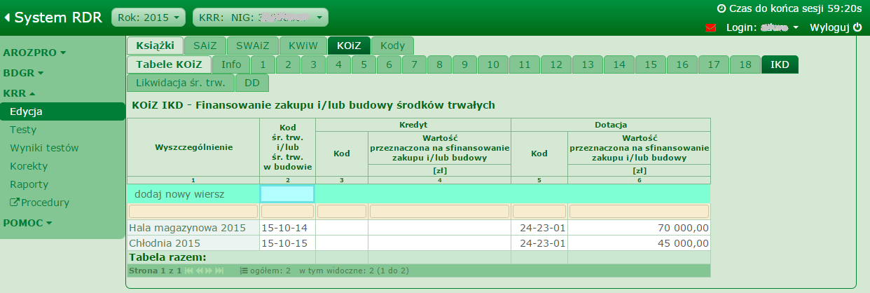 Pozostała kwota została wykorzystana na koszty ogólne. W powyższym przypadku tabela IKD powinna zostać wypełniona w następujący sposób: 5.