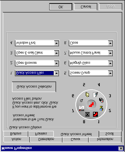 5.3 Karta Quick Access Wheel Trust Ami mouse optical Quick Access Wheel (rolka szybkiego dostępu) jest zastosowaniem, które można przypisać jednemu z przycisków myszy.