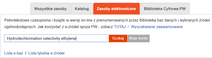 Zasoby elektroniczne Przykład wyszukiwania po